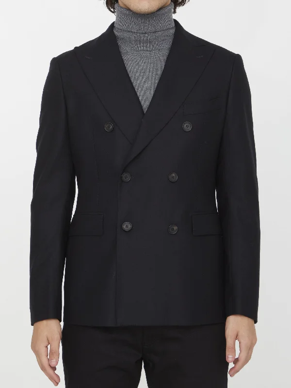 Double-breasted Jacket In Wool