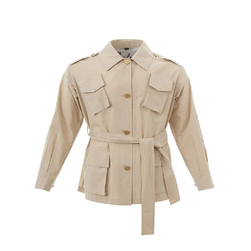 Elegant Beige Cotton Jacket For Stylish Women