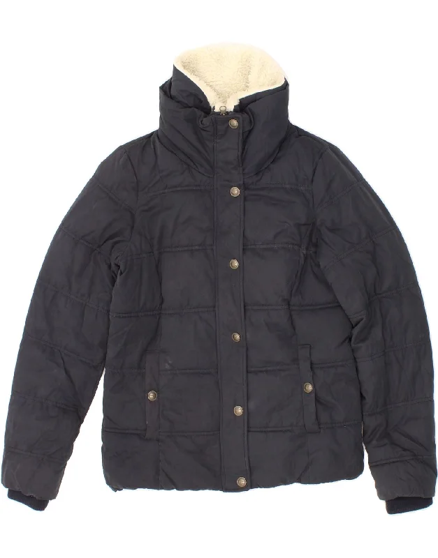 FAT FACE Womens Padded Jacket UK 8 Small Navy Blue Polyester