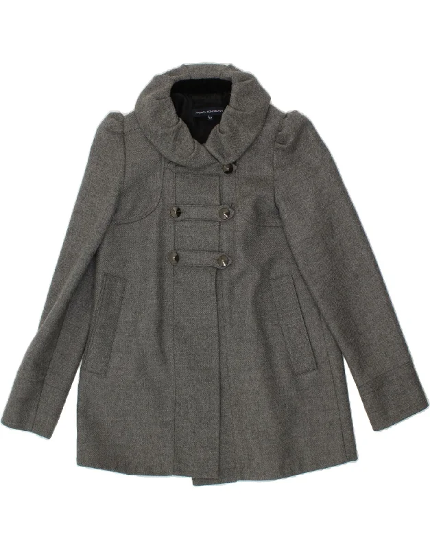 FRENCH CONNECTION Womens Overcoat UK 10 Small  Grey Wool