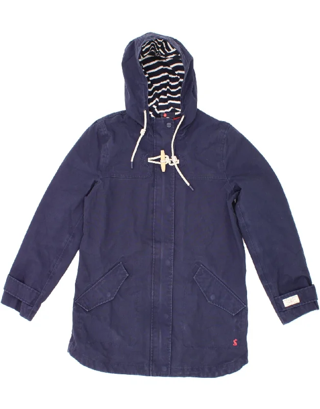 JOULES Womens Hooded Rain Jacket UK 10 Small  Navy Blue Cotton