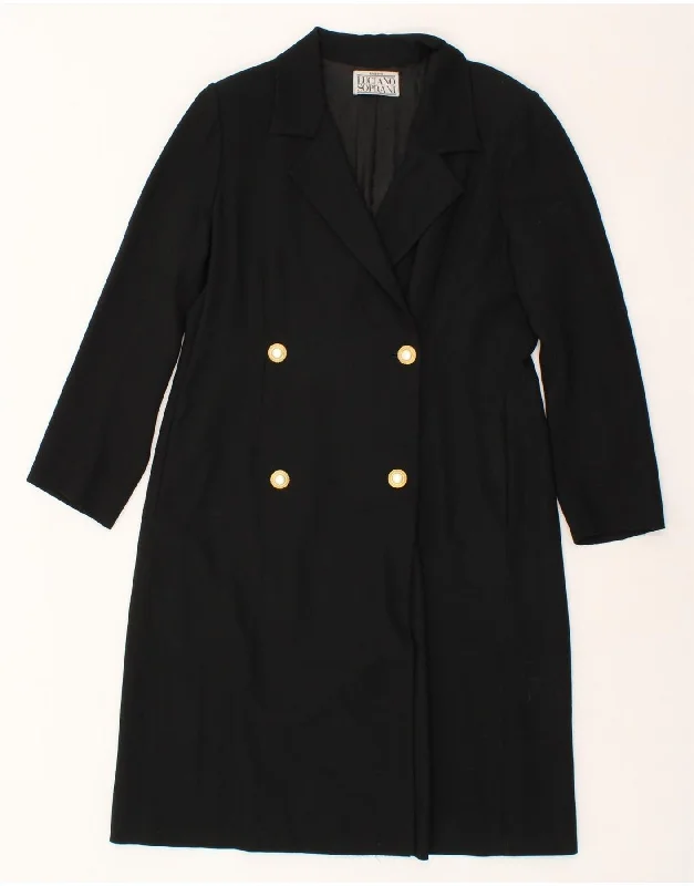 LUCIANO SOPRANI Womens Double Breasted Coat UK 18 XL Black