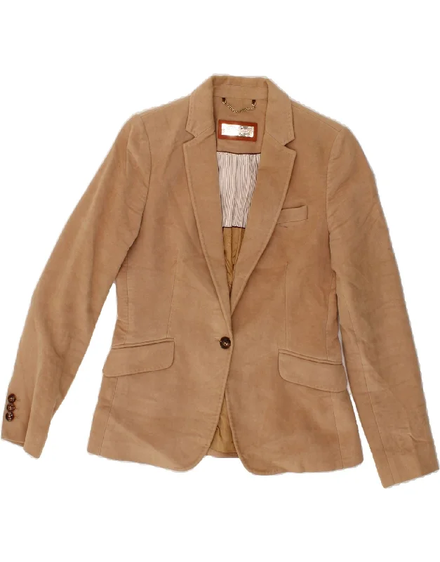 MASSIMO DUTTI Womens 1 Button Blazer Jacket EU 40 Medium Beige Cotton