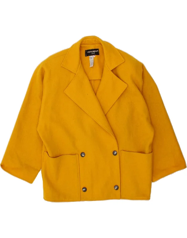 RAMOSPORT Womens Loose Fit Double Breasted Coat EU 38 Medium Yellow