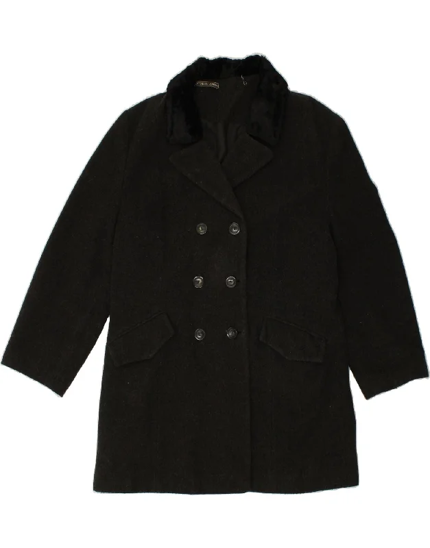 ST. BERNARD Womens Double Breasted Coat UK 16 Large  Black Wool