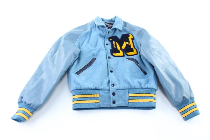 Texas Chenille by Caliber Embroidered Blue & Yellow Varsity Jacket