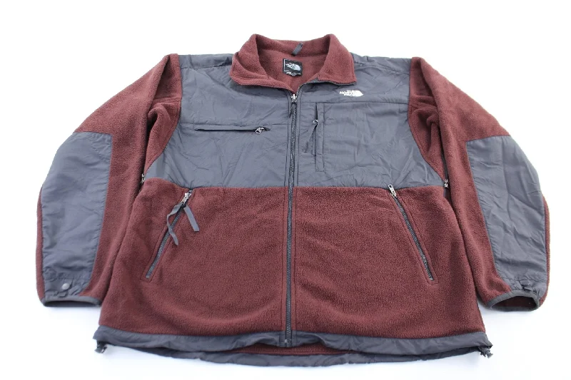 The North Face Embroidered Logo Burgundy & Grey Zip Up Jacket