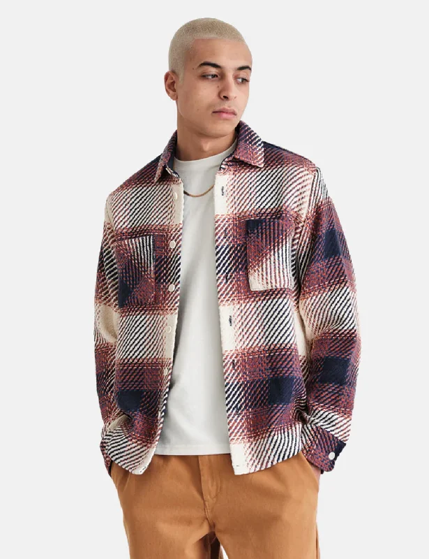 Wax London Whiting Overshirt (Ombre Check) - Rust