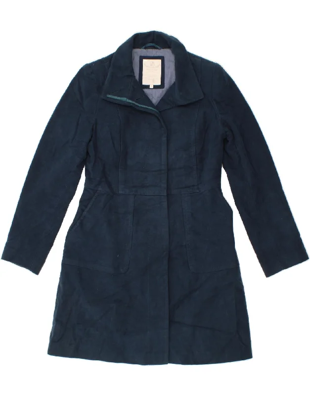 WHITE STUFF Womens Overcoat UK 10 Small  Navy Blue Cotton