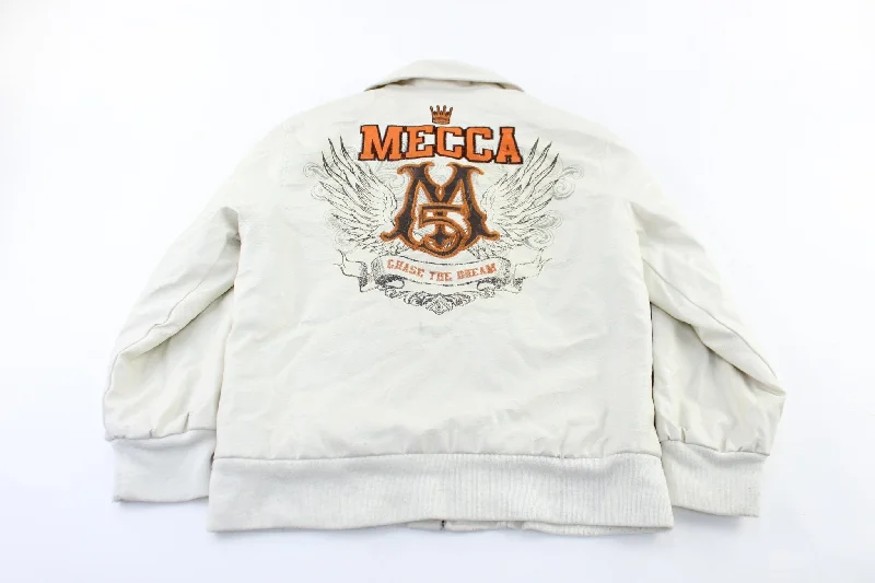 Women's Mecca USA White Leather Zip Up Jacket