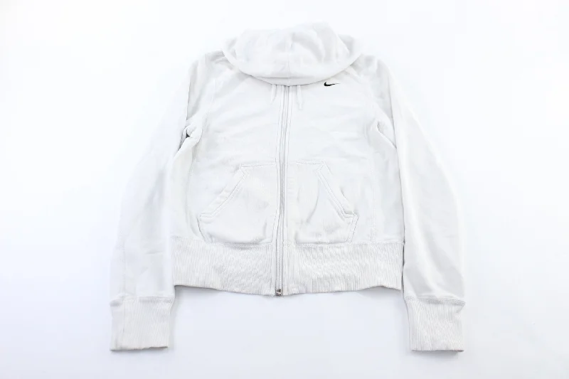 Women's Nike Embroidered Logo White Zip Up Jacket