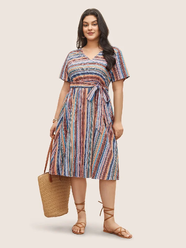 Bandana Striped Belted Pocket Dress