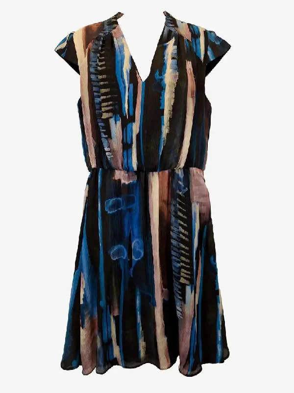 Cue Watercolour Cap Sleeve Midi Dress Size 10