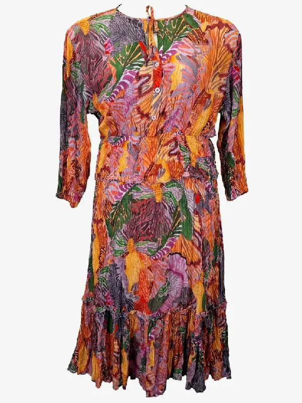 Gorman Lightweight Crinkle Tropical Midi Dress Size 10