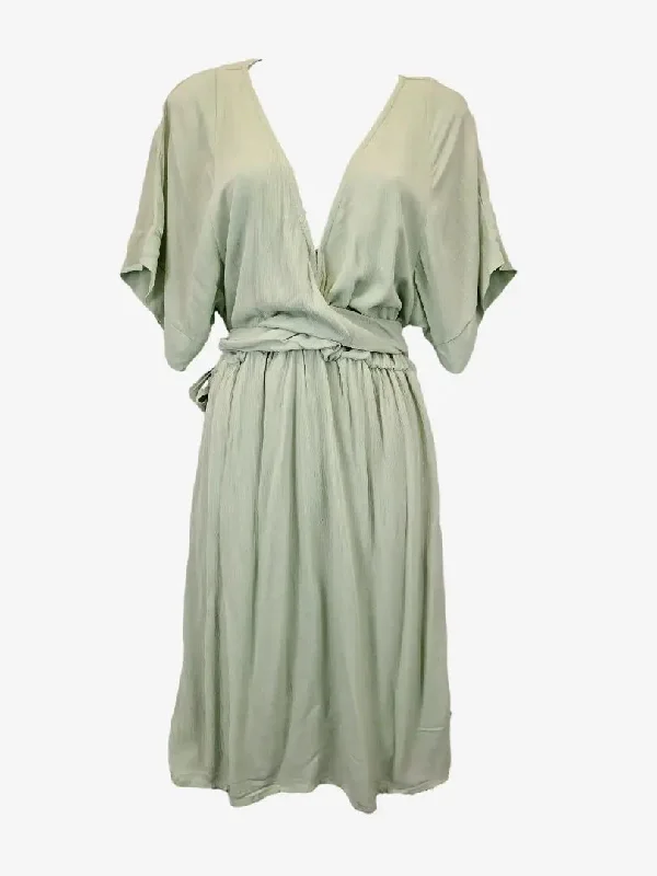 Hazel & Folk Mint Casual Wrap Midi Dress Size S