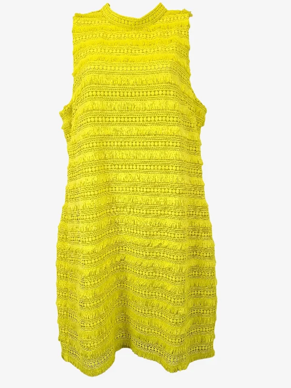 J.Crew Neon Yellow Broderie Tailored Mini Dress Size 14