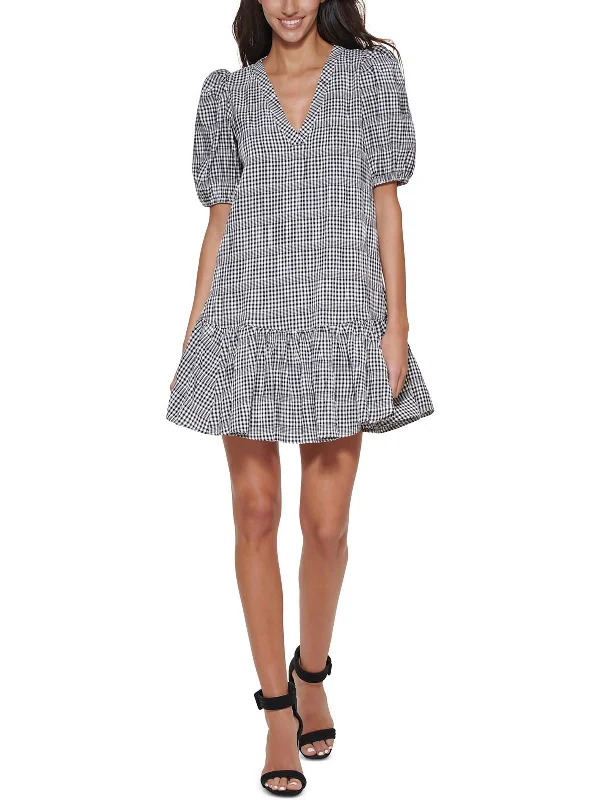 Petites Womens Casual Mini Shift Dress