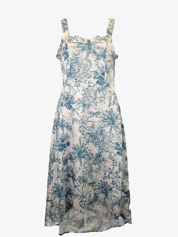 Piper Feminine Frilled Island Midi Dress Size 8