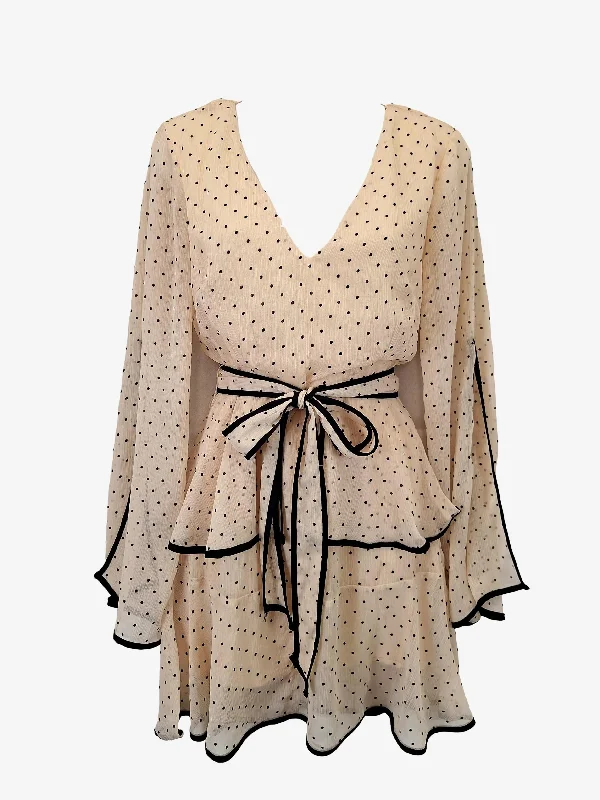 Tussah Latte Soft Layered Spotted Mini Dress Size 8