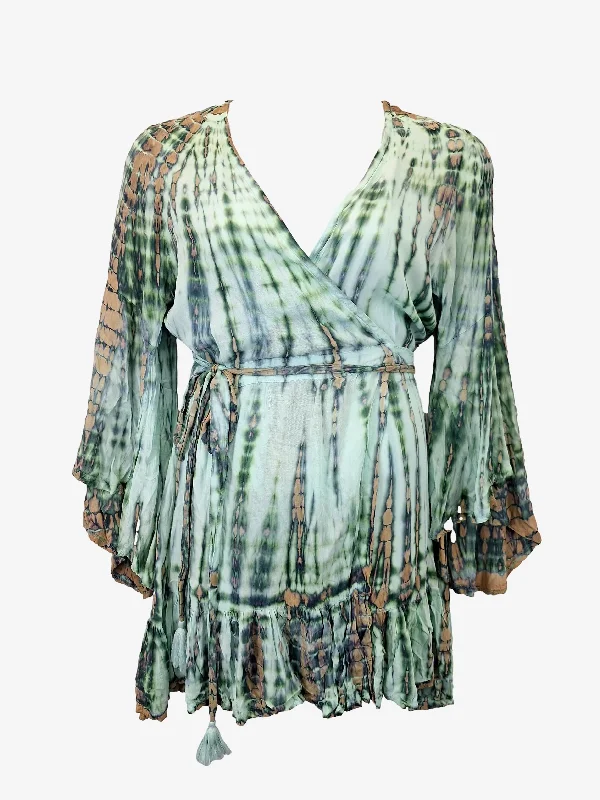 Viola Trumpet Tie Dye Wrap Mini Dress Size M