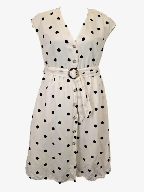 Witchery Essential Linen Spotted Midi Dress Size 10