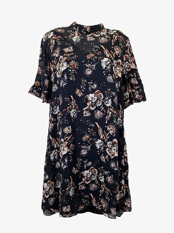 Witchery Navy Double Layer Floral Mini Dress Size 10