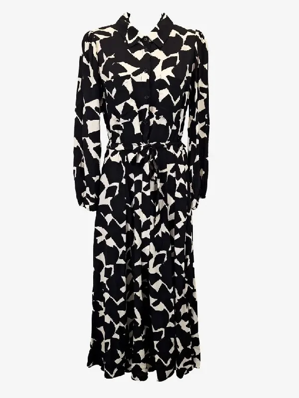 Zara Monochrome Printed Shirt Midi Dress Size M