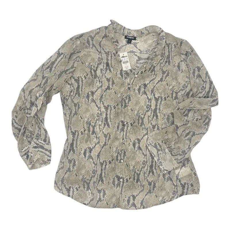 Blouse Ls By Express In Snakeskin Print, Size:L