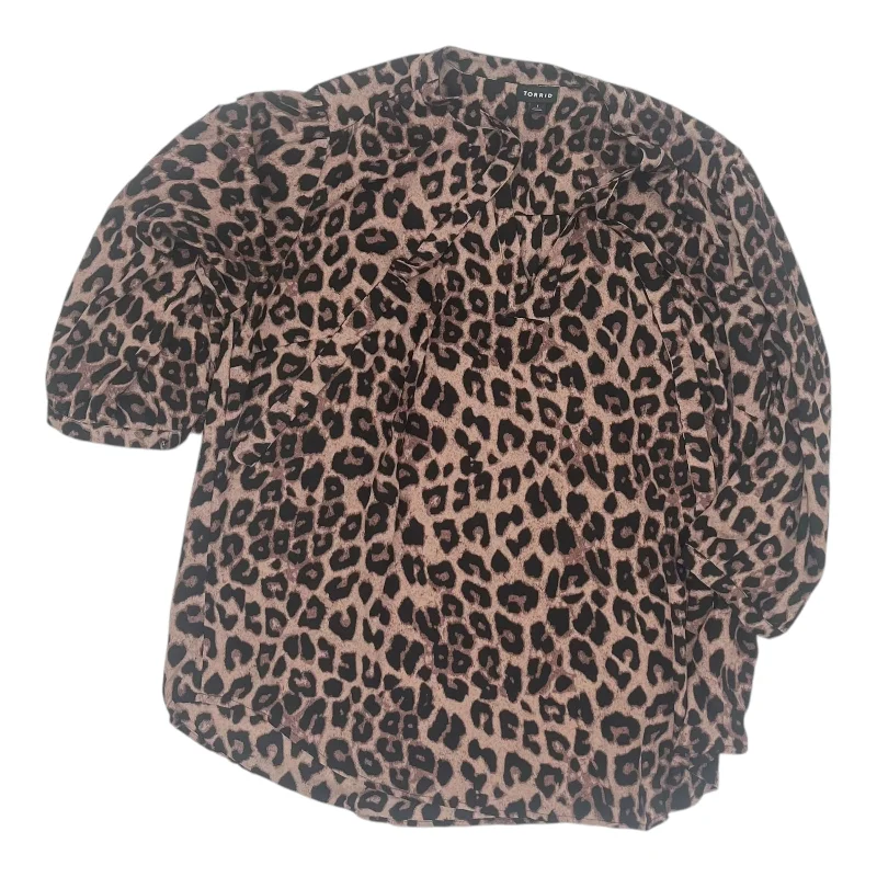 Blouse Ls By Torrid In Animal Print, Size:1X