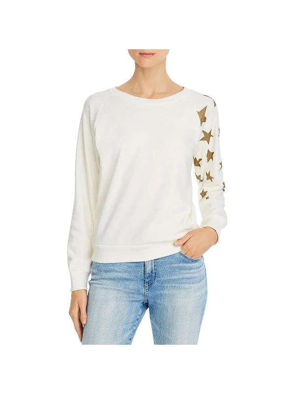 Fiona Falling Stars Womens Metallic Graphic Crew Neck Sweatshirt