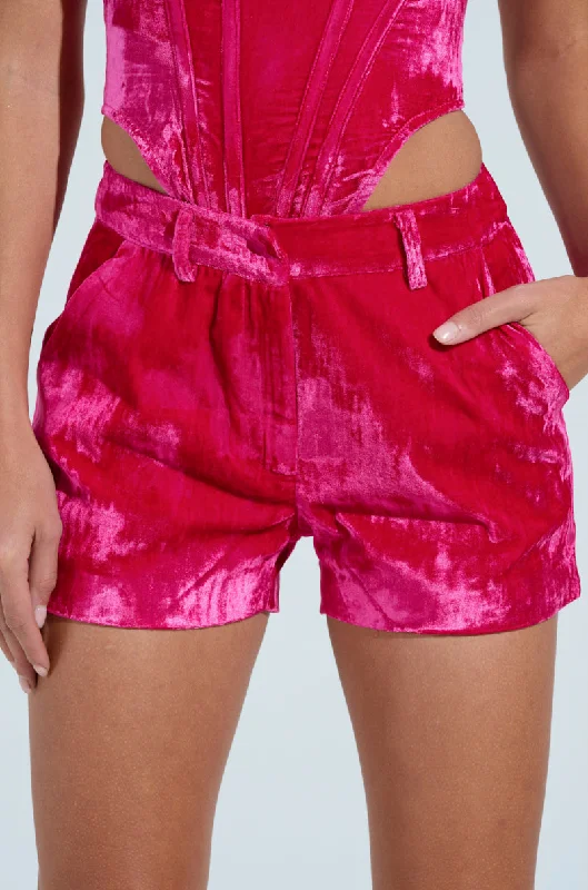 PRETTY IN PINK VELVET SHORT