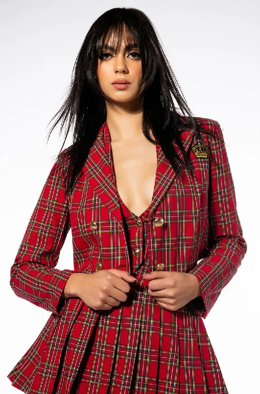 TARTAN RED PLAID BLAZER