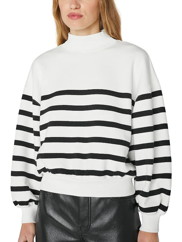 Womens Striped Bishop Sleeve Sweatshirt