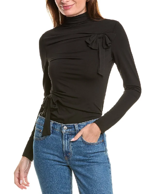 Gracia Turtleneck Bow Applique Top