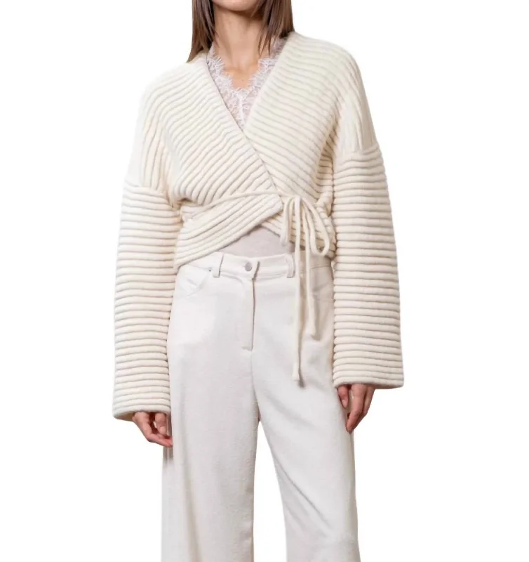 Ina Side Tie Cardigan In Ivory