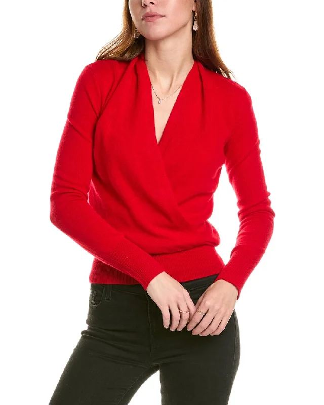 sofiacashmere Modern Faux Wrap Cashmere Sweater