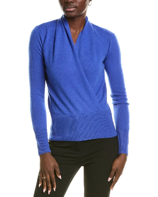 sofiacashmere Modern Faux Wrap Cashmere Sweater