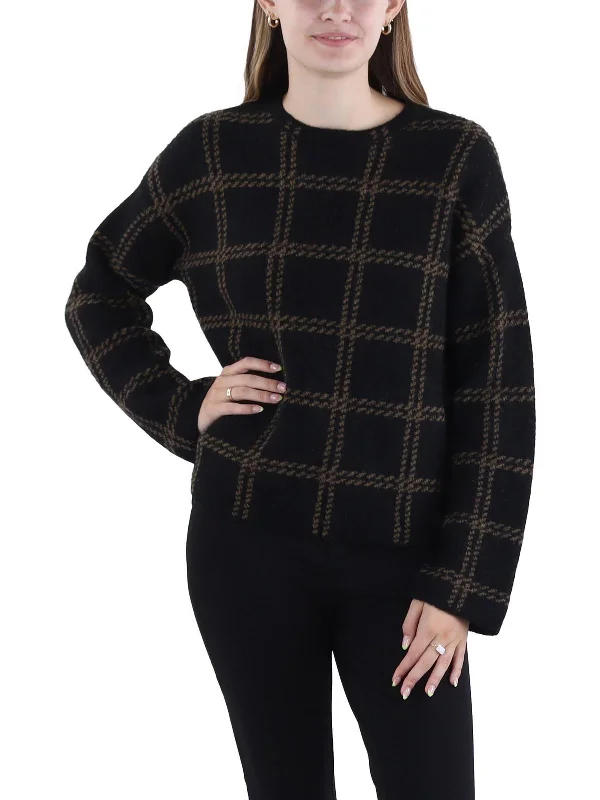 Womens Cashmere Plaid Pullover Sweater