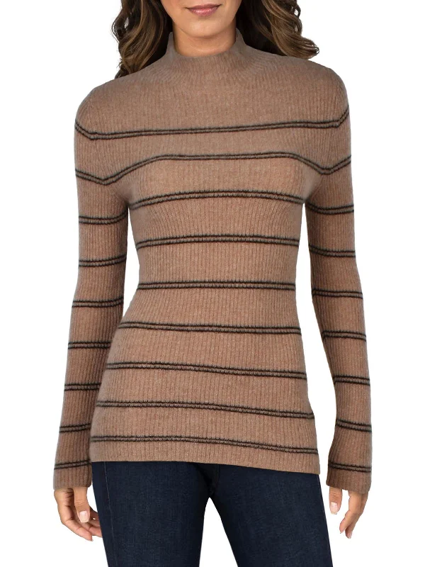 Womens Cashmere Pullover Mock Turtleneck Sweater